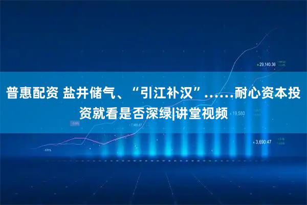 普惠配资 盐井储气、“引江补汉”……耐心资本投资就看是否深绿|讲堂视频